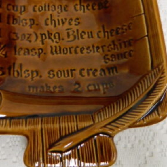 Vintage Collectible Calif  USA Ceramic Chip Dip Platter & Blue Cheese Recipe - Picture 5 of 6